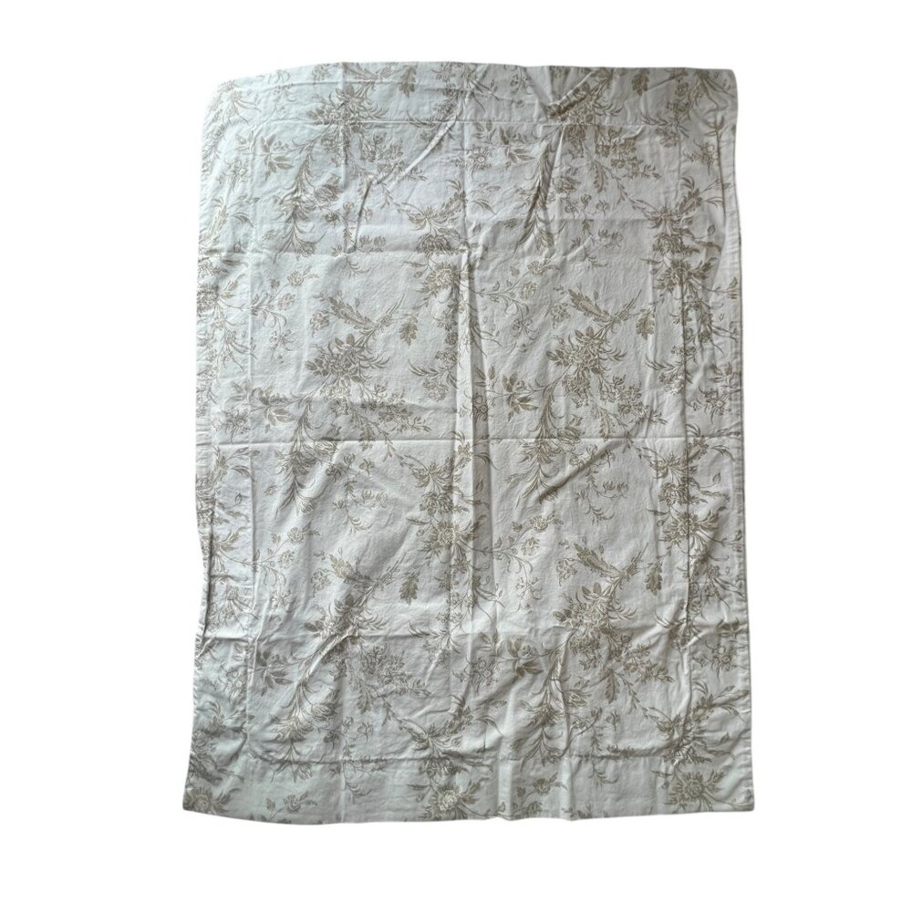 Ikea Floral queen Pillow Sham 34" X 25.5" Olive Green On White Cotton - Picture 2 of 11